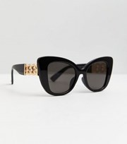 New Look Black Retro Chain Arm Cat Eye Sunglasses